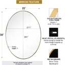 ANDY STAR Gold Oval Mirrors for Bathroom, 22x30 Inch Brushed Gold Stainless Steel Metal Framed Oval Wall Mirror, Modern Vanity Mirror Wall Mount Horizontal or Vertical