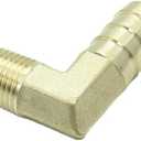 2 Pcs Brass Hose Barb Fitting 90 Degree Elbow Adapter 1/2" Barb x 1/4 NPT Male Pipe