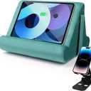 Multi-Angle Tablet Stand with Soft Pad Cushion and Net Pocket - Universal Phone and Pad Holder for Lap, Knee, Sofa and Bed (Light Blue)