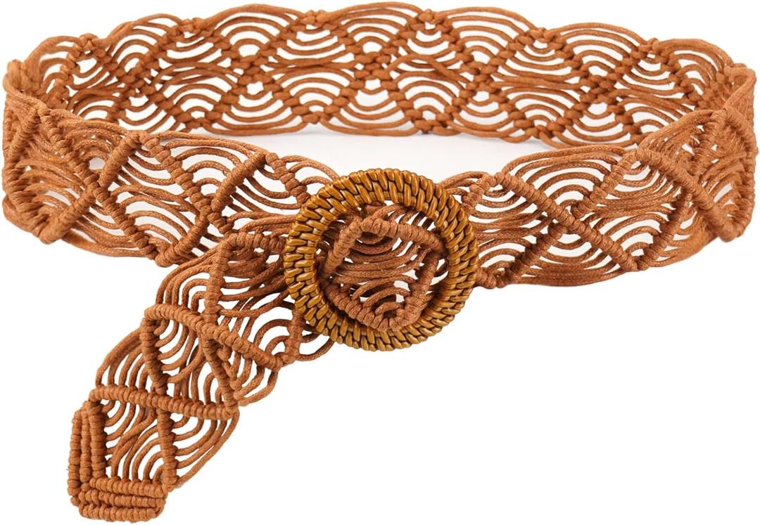 Suyi Boho Belt for Women Braided Woven Belts Bohemian Waist Belts for Dress (Brown 1)