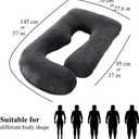 ALLOPERA Pregnancy Pillow, Full Body 57 Inch Maternity Pillow with Removable Washable Cover - Sleep Support for Legs, Back, Neck, Shoulder, HIPS, Belly for Pregnent Women, Black Grey Velvet Cover