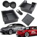 5PCS Center Console Organizer Tray Cup Holder for 2021-2025 Tesla Model Y, 2021-2023 Tesla Model 3 Interior Accessories [ Not for 2025 New Model Y Launch Juniper,2024 2025 Model 3 Highland ]