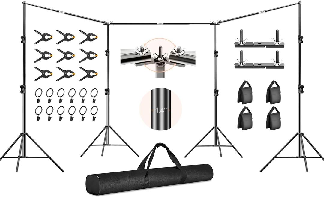 FUDESY Backdrop Stand Heavy Duty, 10x30ft Adjustable Photo Backdrop Stand