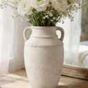 Ceramic Flower Vase, 10.2" Rustic Farmhouse Vase for Home Decor, Glazed Pottery Vase for Fresh Flowers, Pampas Grass, Coffee Table, Dining Table, Mantel and Bookshelf