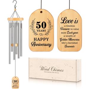 50th Anniversary Romantic Gifts, 25.5inch 50 Year Wedding Wind Chime, Happy 50th Anniversary Wedding Gifts Idea for Couple Parents Wife Husband Friends