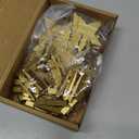 Mkono Hanging Photo Display Boho Decor Wooden Stars Garland with Metal Chains, Pictures Cards Holder with 25 Wood Clips, Wall Art for Christmas Living Room Bedroom Dorm Decor, Teen Girls Gift, Gold (Large)