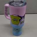 Silver Buffalo Sanrio Hello Kitty and Friends Featuring My Melody, Kuromi, Pompompurin Rainbow Ombre Double Walled Stainless Steel Tumbler with Handle and Straw, Fits in Standard Cup Holder, 40 Ounces
