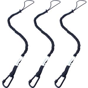 3 Pack Retractable Tool Lanyard, Safety Fall Protection Tools Leash with Aluminum Screw Lock Carabiner Clip and Adjustable Loop End, Tough Scaffold Tether for Construction Roofing (Black+Black+Black)