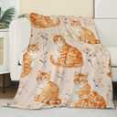Orange Cat Blanket for Couch, Bed, Sofa - Soft Cozy Throw Blanket for All Seasons - Flannel Plush, Lightweight & Comfy for Adults & Kids - 50'60'