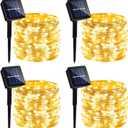 4 Pack Solar Fairy Lights 131Ft 400 LED Outdoor Twinkle Light with 8 Modes, Waterproof Silver Wire String Lights for Garden Patio Party Weding Decor (Warm White)