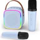 Texpot Karaoke Machine with 2 Wireless Microphones, Kids Toys Portable Bluetooth Speaker for Kids Adults Toddler, Christmas Girls Toys for 4 5 6 7 8 9 10 12 Year Old Birthday Gift Ideas (Blue)