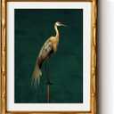 VIYYIEA Bamboo Detail Design Gold Framed Wall Art for Living Room, Crane Canvas Wall Art, Animals Picture Print Painting, Vintage Room Decor Aesthetic Bedroom Kitchen, 11 x 14 Inch, Crane 