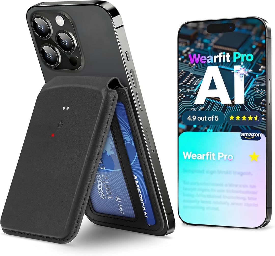 AI Voice Recorder - AI Note Taking Recording Device, Phone Wallet Card Holder Design, Transcribe & Summarize, APP Control Audio Recorder, Supports 137 Languages, for Lectures, Meetings, Calls (Black)