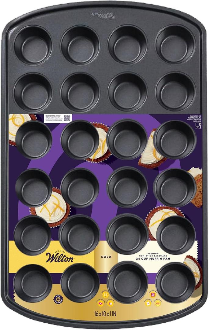 Wilton Gold Premium Non-Stick Bakeware 24 cup Muffin Pan, 16x10x1 in (MINI)
