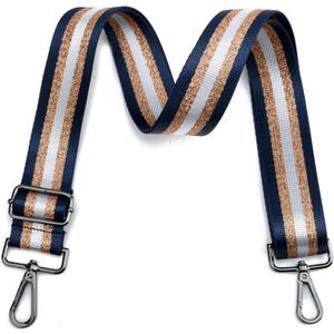 Purse Strap Silver Hardware Wide Bag Straps Replacement Crossbody Adjustable Shoulder Strap for Purses (Blackhardware-bluegoldwhite-306)