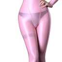 Ultra Sheer Full Bodysuit for Women Long Sleeves Shiny Jumpsuits One-Piece Glossy Catsuit Nylons Full Body Leotard