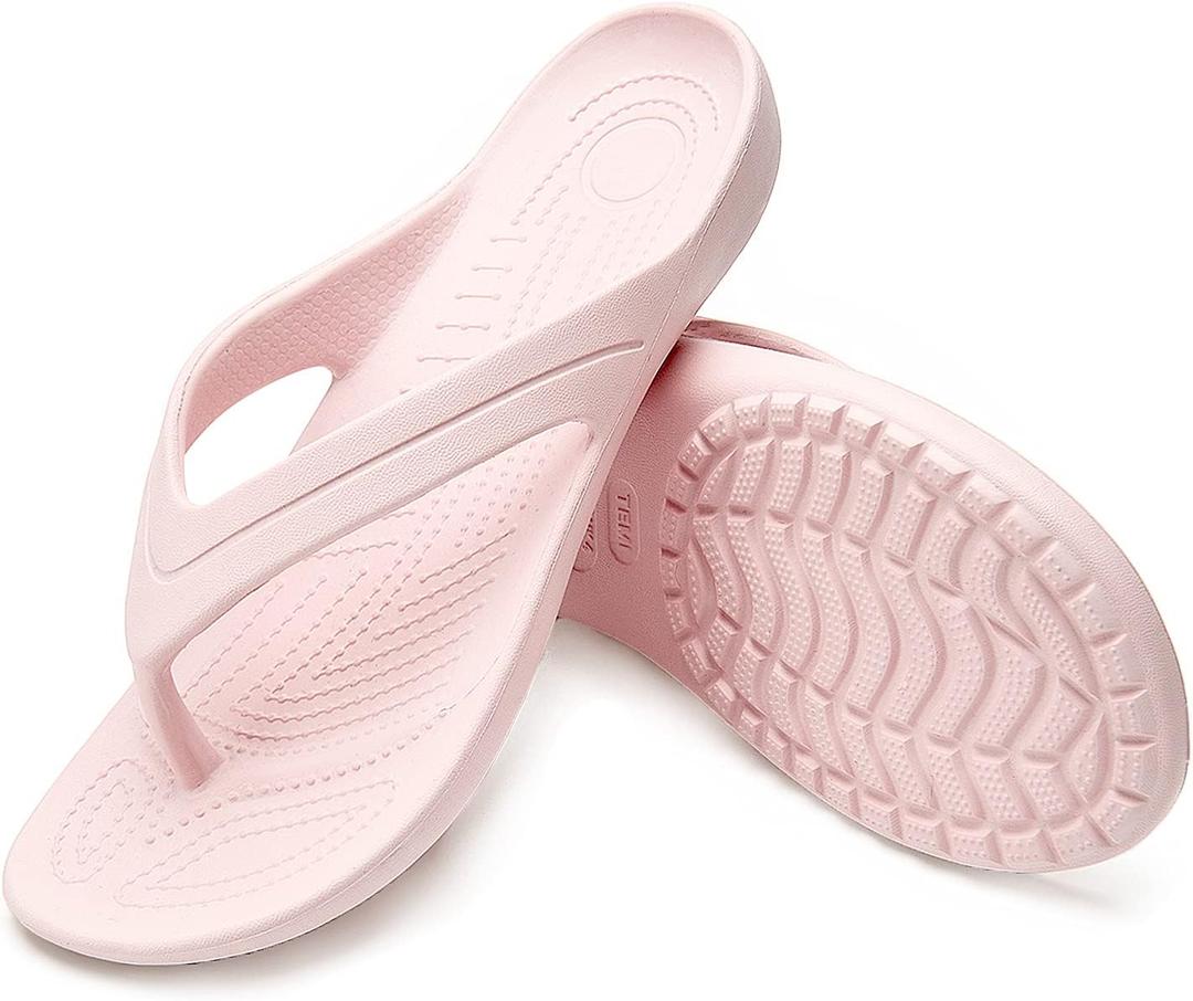 Temi Women's Flip Flops,Soft Lightweight Sandals for Women Anti Slip Casual Slippers Shower Beach Pool Bathroom Flat Slides Shoes (7)