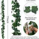 Dallisten 3 Strands Odorless Artificial Ivy Vines Kit, 71" Silk Ivy Garland with Green Leaves, Fake Hanging Plants Greenery Decoration for Bedroom, Windows, Walls, Wedding, Outdoor Decor (Green)