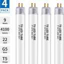 22 Inch F14T5/CW LED Replacement Bulbs, 4100K Cool White, T5 LED 9 Watts Replace Fluorescent Bulb with LED, Replacement Tube for Counter and Cabinet Fixture, 4 Pack
