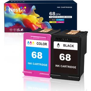 68 Ink Cartridge, Replacement for HP Ink 68 68xl Ink Cartridge Combo Pack (1 Black and 1 Color), Compatible with HP Envy 6552e 6555e 6155e 6152e 6558e 6552 e 6555 e Printer (1 Black, 1 Tri-Color)