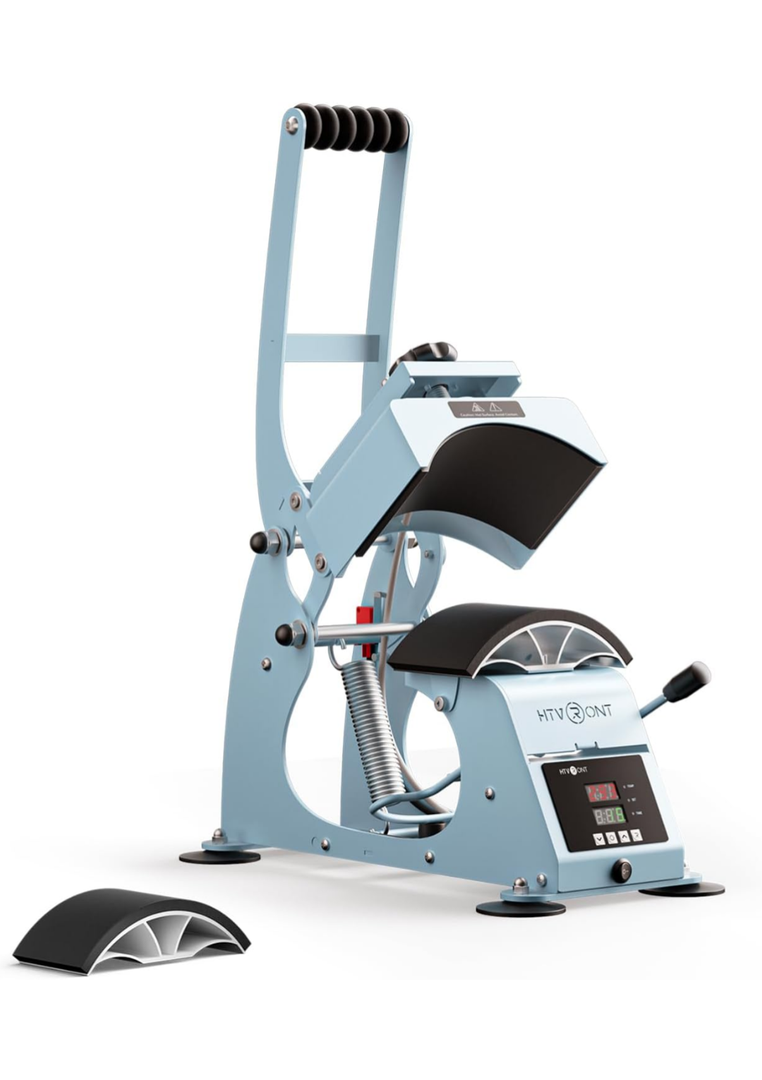 HTVRONT Hat Press Machine - Hat Press Heat Machine for Caps with 2 Platens & Caps Stretcher, Hat Heat Press Machine for Caps with Precise Temp&Timer Control for Heat Transfe Vinyl, Sublimation (Blue)