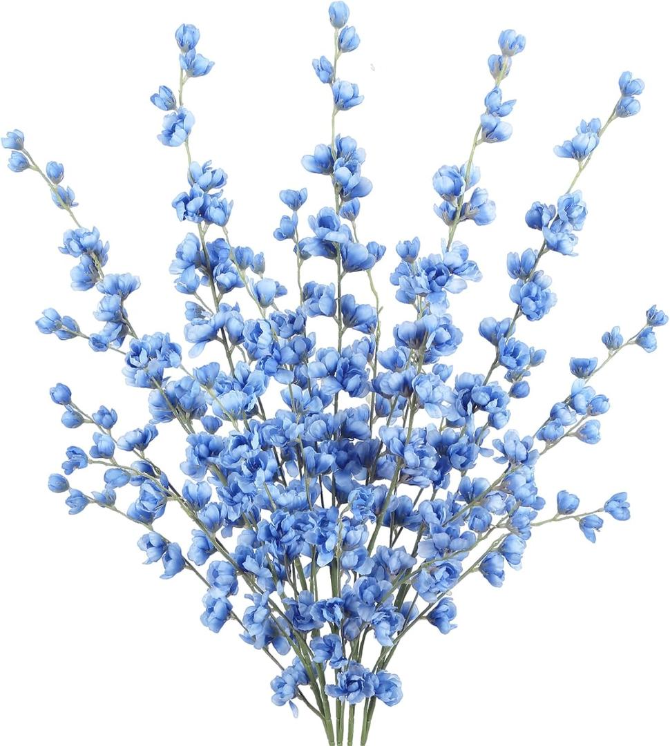 IPOPU Blue Delphinium Artificial Flowers,5PCS Silk Larkspur Flowers Bulk 45.6in Long Stem Faux Flowers for Tall Vases Table Centerpieces Wedding Home Decor (Blue) IPOPU Blue Delphinium Artificial Flowers,5PCS Silk Larkspur Flowers Bulk 45.6in Long Stem Faux Flowers for Tall Vases Table Centerpieces Wedding Home Decor (Blue)