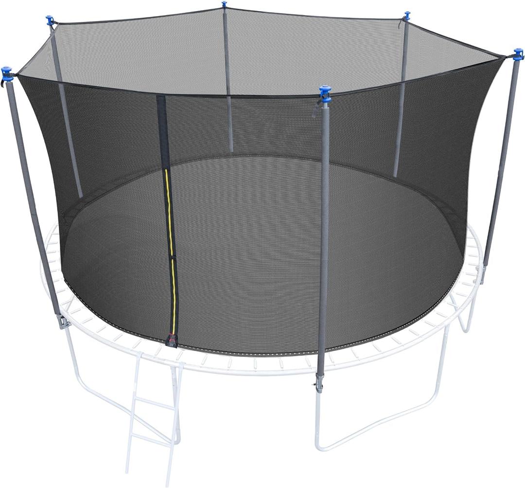 10/12/14/16FT Trampoline Replacement Enclosure Net with Universal Trampoline Replacement Enclosure Poles and Hardware 2.0