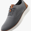 VILOCY Men's Casual Dress Sneakers Oxfords Business Mesh Breathable Walking Shoes Tennis Comfortable Size 44 Grey