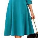 GRACE KARIN Work Dresses for Women 2025 3/4 Sleeve Fit and Flare Business Midi Dress Classy Office Dresses with Pockets (Small, Peacock Blue)
