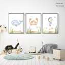 2 x Wodkwq Nursery Wall Art Sea Animal Canvas Prints Baby Girl Boy Room Decor Watercolor Paintings Pictures Cute Ocean Theme Toddler Room Decoration Set of 3 for Kids Bedroom Bathroom 12x16in Unframed