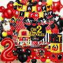ZDHOOKAN Mouse 2nd Birthday Party Decorations 143Pcs Oh Twodles Birthday Decorations Backdrop Balloons Arch Box High Chair Banner Bday Party Idea for Baby Boys|Girls