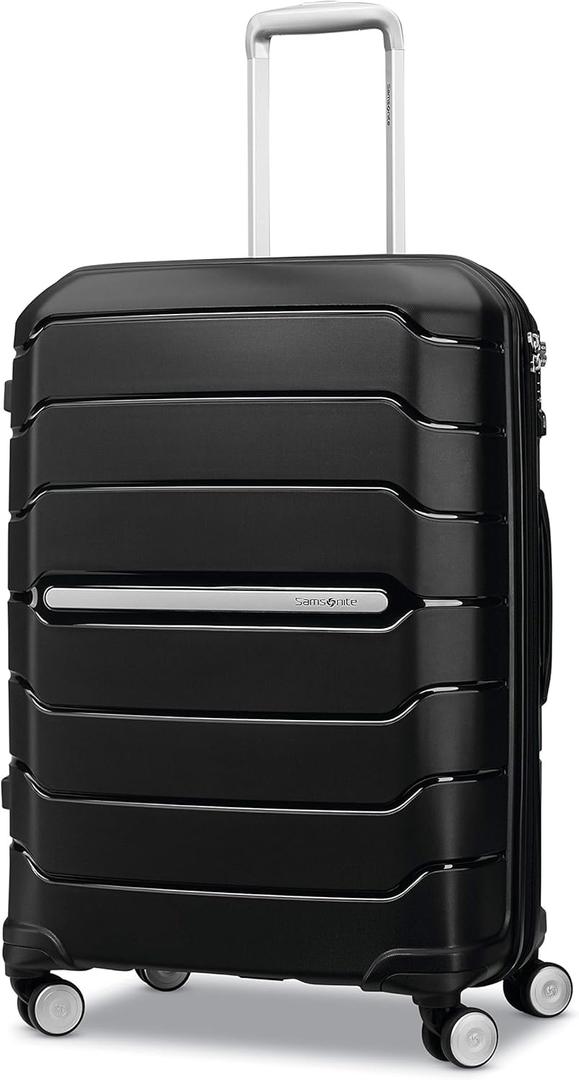 Samsonite Freeform 24-Inch Medium Luggage with Dual 360 Spinner Wheels - Checked Suitcase - TSA Lock, Airline-Approved - Durable Polypropylene Expandable Hardshell for Lightweight Travel - Black