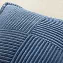 MIULEE Decorative Lumbar Throw Pillow Covers for Couch Bed Livingroom 12x24 Inch Set of 2 Blue Boho Accent Throw Pillows Broadside Striped Patchwork Soft Corduroy Summer Coastal Pillowcases