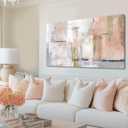 SOUGUAN Canvas Art Gold Wall Decor for Girl Pink Pictures for Living Room Wall Decoration Abstract Wall Art White Modern Painting Pictures 20"x40"