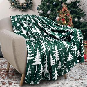 Christmas Tree Throw Blanket 50x60 Inch Merry Christmas Green Blankets Soft Lightweight Cozy Plush Blanket for Holiday Xmas Decor Gifts