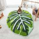 NOTASA Kids Rug Green Leaf Area Rug for Nursery Cute Bath Mat Non Slip Small Preppy Carpet for Bedroom Bathroom Children Playroom Boho Home Decor Washable 2'x2.6'
