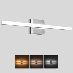LED Bathroom Vanity Light 24In 12W Adjustable Temperature (3000K, 4000K, 5000K) Mirror Lighting Fixture Chrome Modern Indoor Wall Sconces IP44
