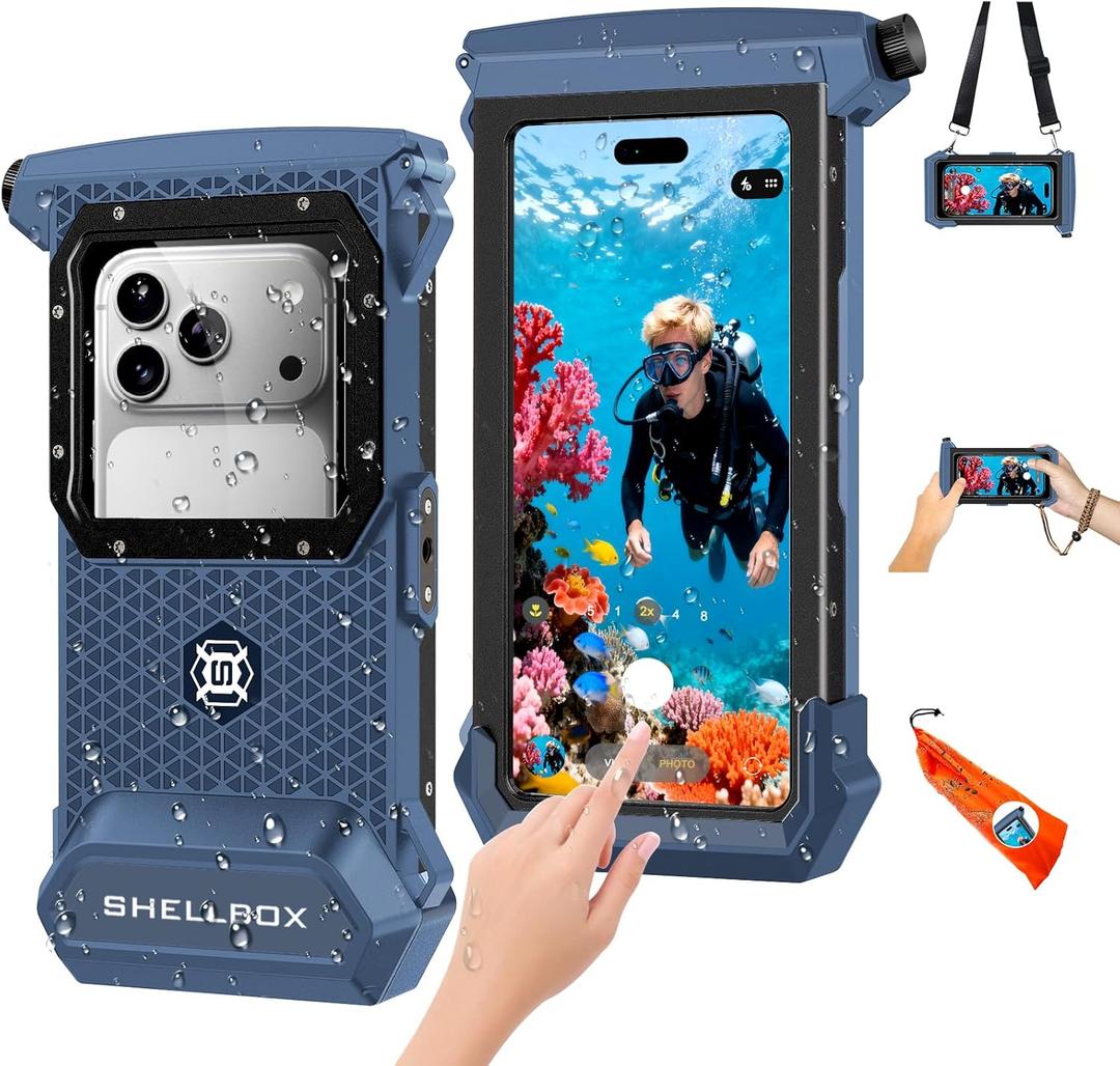 2026 Diving Snorkeling Phone Case for iPhone 17/16/15/14/13/12/11 Pro Max/XS/X Samsung Galaxy S26/S25/S24 Professional Scuba Dive Waterproof Underwater Photo Video Cover (5TH Gen, Blue-)