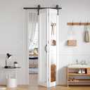 FREDBECK Bifold Barn Doors Double 16x84 with Mirror for Closet,White,Hardware Included
