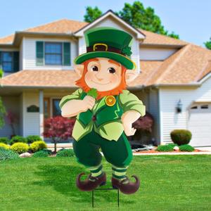 St. Patrick's Day Yard Signs Leprechaun Garden Stakes, 41.3" H Metal St. Patrick's Day Decorations Outdoor, Decorative Irish St. Patrick's Day Garden Sign for Home Party Yard Lawn Patio Porch Decor