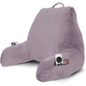 Nestl Reading Pillow with Shredded Memory Foam, Designed for Sitting Up in Bed and Couch, Back and Arms Adjustable Support for Adult & Teens Backrest Pillows for Reading, Washable Cover, Dusty Purple