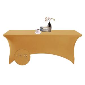 Spandex 6ft Waterproof Table Cover for Party,Wedding, Banquet, and Events(Gold) 4 Pack