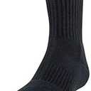 Under Armour Adult Cotton Crew Socks, Multipairs (Large, Black/Gray (6-pairs))