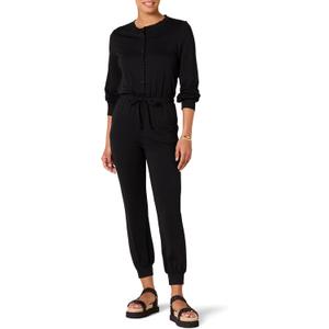 Amazon Essentials Women's Fashion Studio Terry Jumpsuit, Black, Small