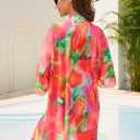 RELLECIGA Beach Cover Up for Women Swimsuit Kimono Cardigans Loose Casual Bathing Suit Coverups (L)