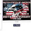 Chumia 12 Sets 250th Anniversary USA Car Window Flag 16.9 x 11.8 Inch Patriotic Clip Flag with Eagle Design Red White Blue Retro American Banner Decor for 4th of July Independence Memorial Day