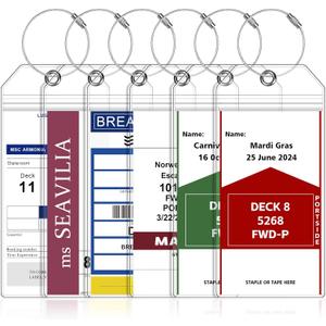 6 Pack Luggage Tags Travel Essentials & Cruise Essentials for NCL, Princess, Carnival, Royal Caribbean & Celebrity Cruise Ships by SEAVILIA