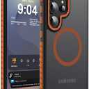 DEERLAMN Strong Magnetic Case for Samsung Galaxy S25 Ultra 6.9-Inch,[Compatible with Magsafe][Military Grade Drop Protection] Translucent Matte Shockproof Protective Phone Cover, Frosted Orange