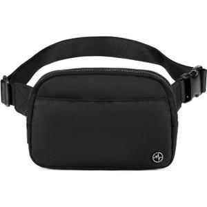 Pander Everywhere Belt Bag for Women, 5 Zipper Pockets Nylon Crossbody Fanny Pack Purse (Black)