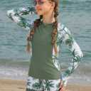 GRACE KARIN Girls Rash Guard Swimsuit Long Sleeve Two Piece Bathing Suit UPF 50+ Summer Swimwear Size 10Y